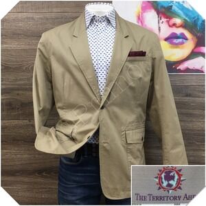 TERRITORY AHEAD Mens Safari Blazer Sport Coat Casual Jacket Size 48R Cotton Suit